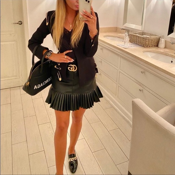 Zara black pleated leather skirt - Picture 10 of 16